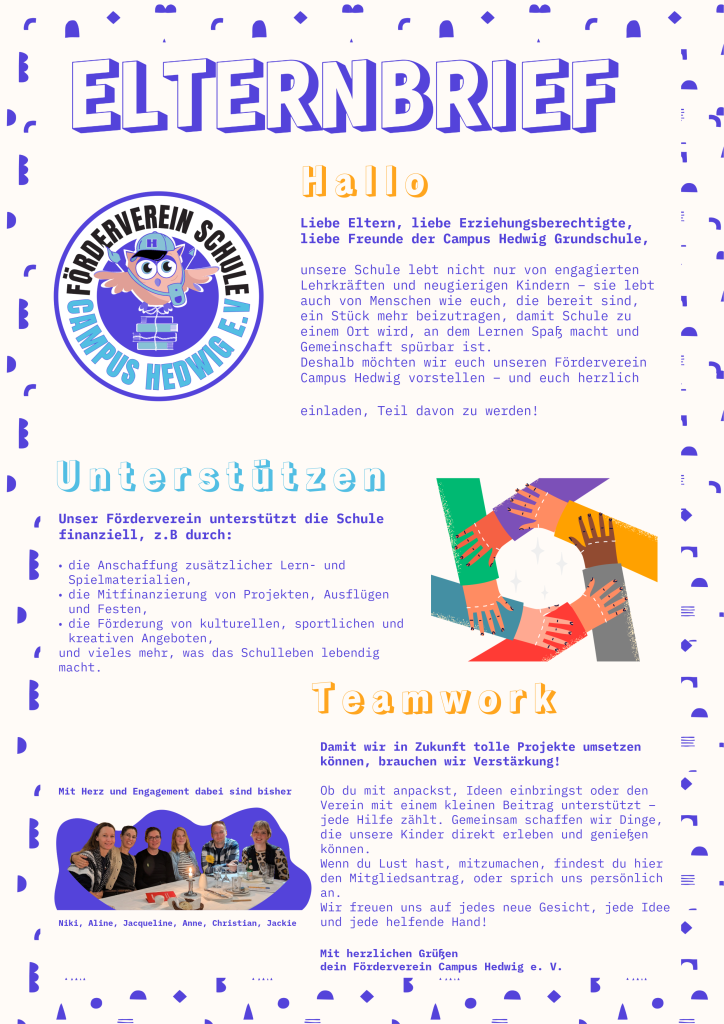 Elternbrief Förderverein Grundschule Campus Hedwig